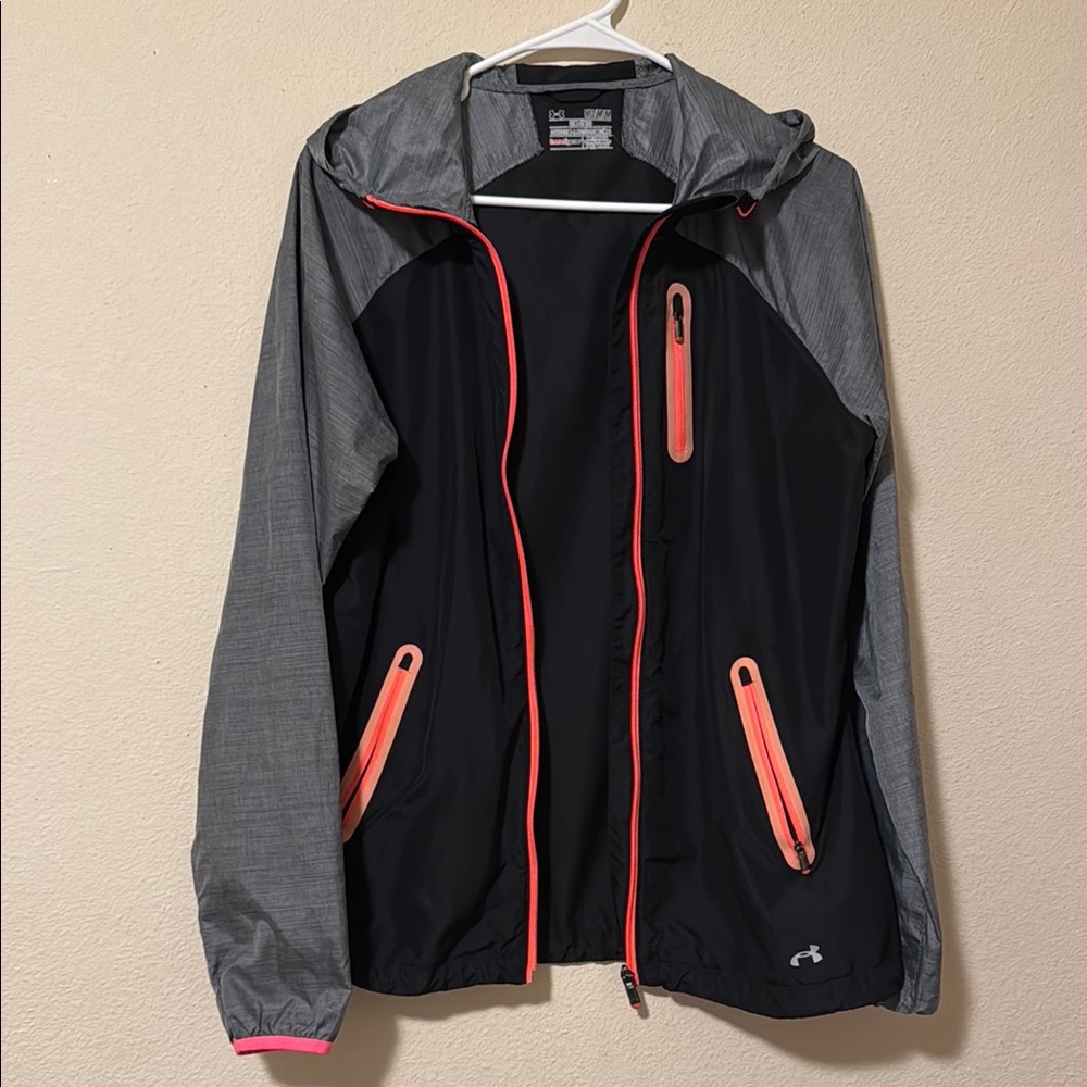 Lightweight Under Armour Black and Gray with Pink Accents Hooded Jacket